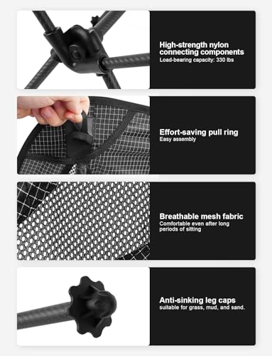 Msnaile 22.5" Ultralight Carbon Fiber Camping Chair - Backpacking & Hiking