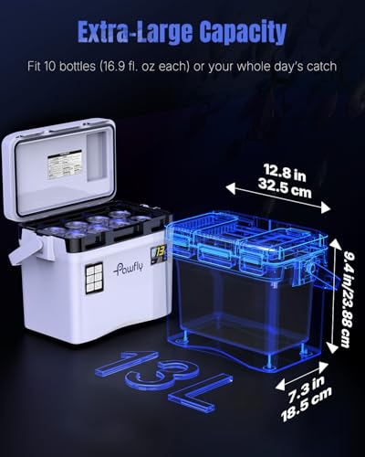 13 Quart Live Bait Cooler with Rechargeable Aerator - Leak-Proof Fish Livewell for Boat and Fishing