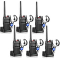 Pxton 6-Pack Waterproof Long Range Walkie Talkies for Adults with Earpieces & Fast Charger Dock