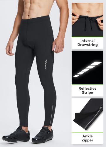 Men's Thermal Cycling Pants Large Black Fleece-Lined Bike Tights