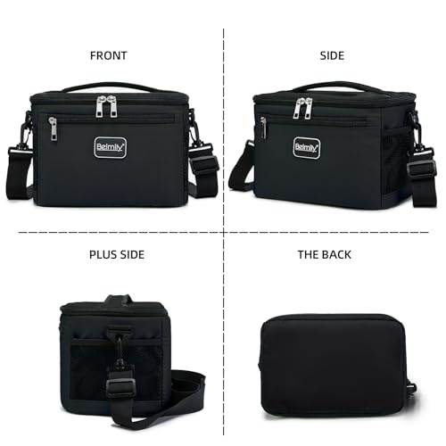 Insulated Lunch Bag for Men and Women - Black, Leak-Proof Soft Cooler Tote