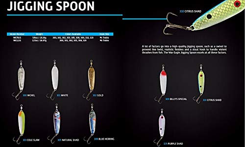 War Eagle Jigging Spoon Fishing Lure with Built-in Swivel & EWG Treble Hook - Cole Slaw / 7/8 oz