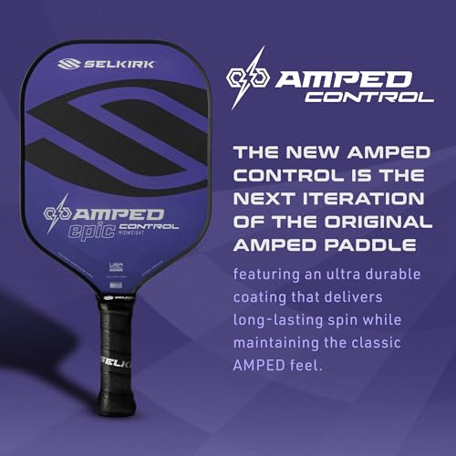 Selkirk Amped Control Pickleball Paddle - Purple Lightweight, Fiberglass Core