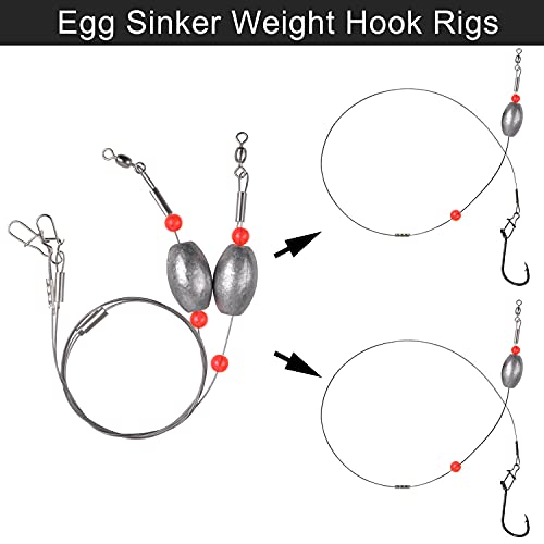 8pcs Flounder Saltwater Fishing Rigs with Stainless Steel Wire Leader - 1/2oz