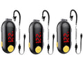 Black Mini Walkie Talkies 3-Pack with Earpieces - Compact Two-Way Radios for Team Communication