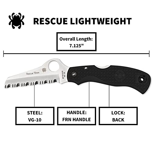 Spyderco Rescue 79mm Folding Pocket Knife with SpyderEdge Serrations
