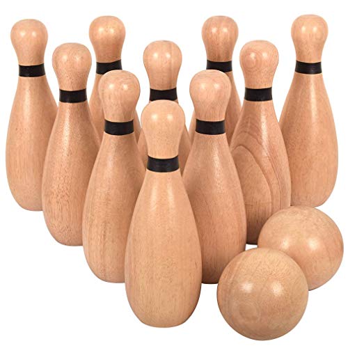Outdoor Lawn Bowling Set - Medium with 10 Pins, 2 Balls & Carry Bag for Family & Kids