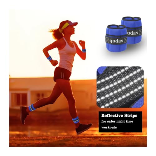 Blue Adjustable Ankle Weights Set - Removable Sandbags for Fitness & Walking