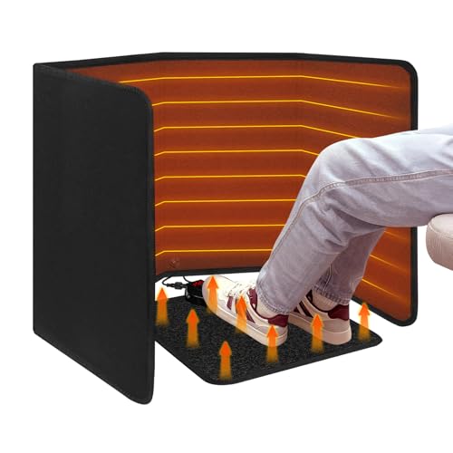 Black Under Desk Foot Warmer with Heated Floor Mat - Portable Space Heater, 12H Timer, 8 Heat Levels