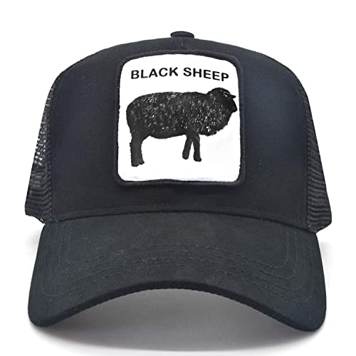 Animal Baseball Cap Patch Embroidered Mesh Trucker Hat - Sheep, 7 1/4-7 7/8