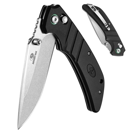Mossy Oak Folding Pocket Knife Black 4-inch Stainless Steel Blade, EDC Outdoor