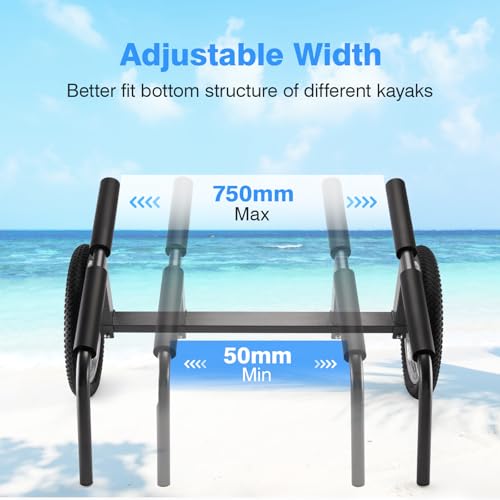 Morohope Wide-Width Adjustable Kayak Beach Cart with 16-Inch Wheels, Heavy Duty 330 LBS Capacity