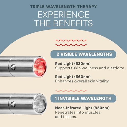 Red Light Therapy Wand - Silver Handheld Infrared Light Torch for Muscles & Joints