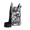 WanderFull HydroBag Water Bottle Carrier with Phone Pocket - Tropical Black & White Floral