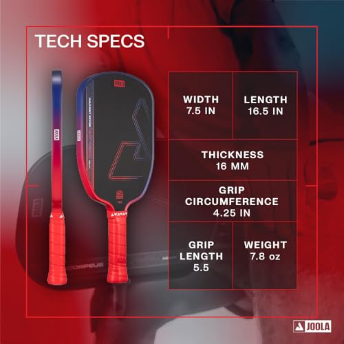 JOOLA Agassi Heat Vision 16mm Pickleball Paddle - Ignite Blaze Red & Agassi Variation