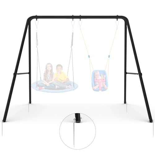 Semoprus Heavy Duty 2-Seat A-Frame Swing Stand 440lb Capacity with Ground Stakes