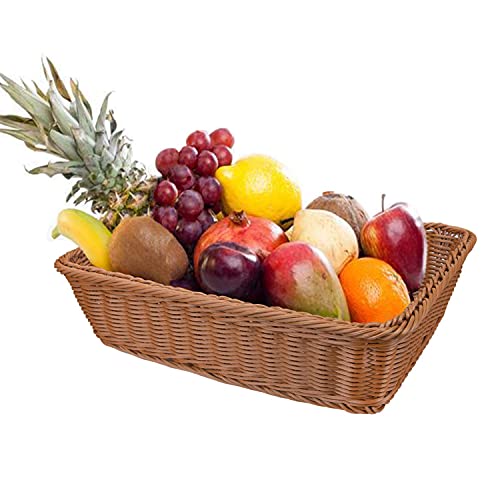Imitation Rattan Woven Bread Baskets, 11.8 x 7.8 Inch Food Serving Baskets