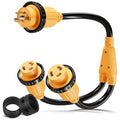 30 Amp Marine Shore Power Splitter Cord NEMA L5-30P to 2x L5-30R Waterproof Marine Y Adapter