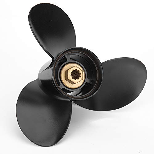 VIF Boat Propeller 10 3/8 x 13 for Mercury 9.9-25HP Outboard Engines, Black Aluminum