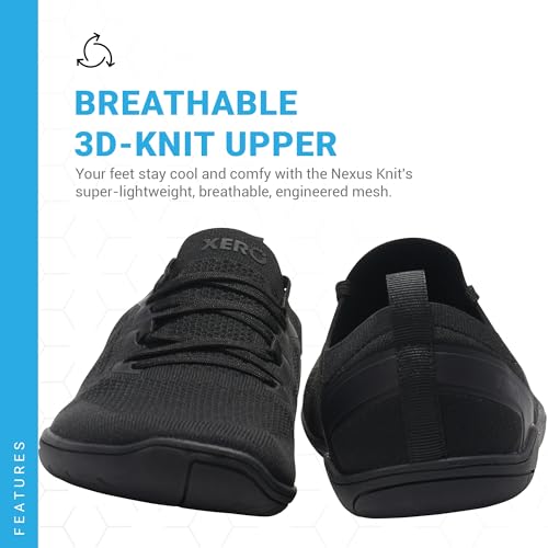 Xero Shoes Men’s Nexus Knit Zero Drop Workout & Lifestyle Sneakers - 10.5 Black/Black