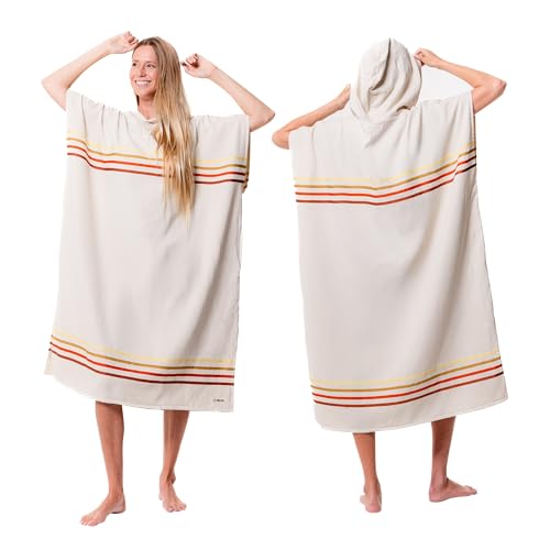 Sand Cloud Border Classic Stripe Poncho Towel for Women & Men - Lightweight & Sand-Resistant