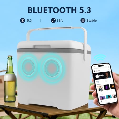 Maliansun Off-White Cooler with Bluetooth Speakers, 48-Hour Ice Retention