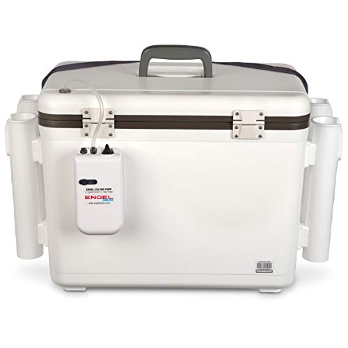 Engel 30qt Live Bait Cooler Box with 2-Speed Aerator & Rod Holders