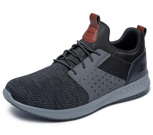 Men's Skechers Expressed-Derest Wide Fit Fashion Sneakers - Black Grey 14