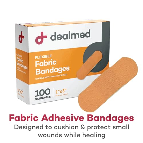 Dealmed 1x3 Inch Fabric Adhesive Bandages - 24 Pack, Sterile & Breathable
