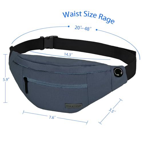 Dim Grey Large Fanny Pack for Men Women with 4 Zipper Pockets - Adjustable Crossbody Sling Bag