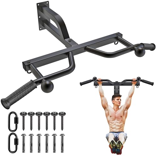 Kipika 48-inch Ceiling Mount Pull Up Bar with Multi-Grip Handles - Heavy Duty Home Gym Equipment (Pull-up Bar, Adjustable Height, 400lbs Capacity)