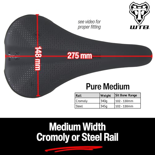 WTB Pure Mountain Bike Saddle Steel Rail Extra Padding All-Day Comfort