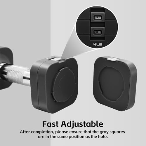 HEBLIJA 4-in-1 Adjustable Dumbbell Set 20LB Black, Space-Saving Home Gym Equipment