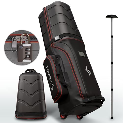 RIVOX Hard Shell Golf Travel Bag with Wheels, TSA Lock & Interior Cushion