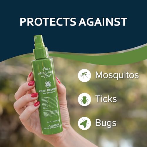 Absolutely Natural Mosquito Repellent with Citronella - 5.4 Fl Oz, DEET-Free Outdoor Bug Spray