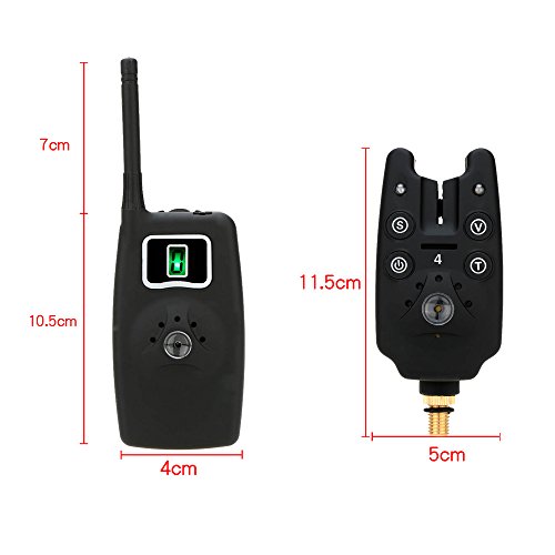 Wireless Water-Resistant Fishing Bite Alarm Set with Digital Receiver & Case