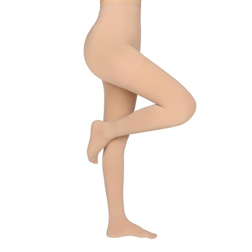 JYUOZI Compression Pantyhose Stockings for Women Men, 20-30 mmHg Closed Toe Medical Waist High Compression Stockings, Support Compression Hose Tights for Varicose Veins, Swelling(Beige, M)