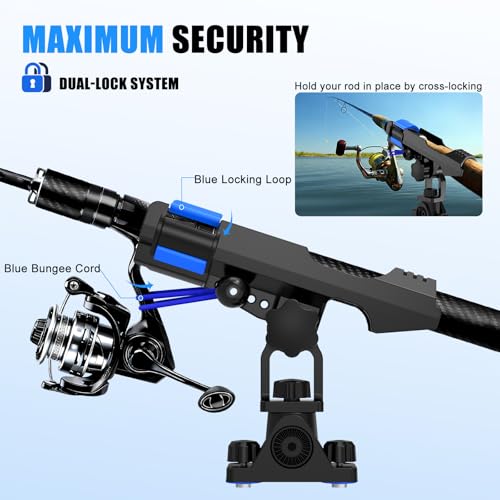 Track Mounted Kayak Rod Holders with Dual-Lock System - 2 Pack with Track
