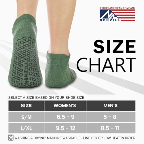 Non Slip Yoga Socks with Grips 3 Pairs Large-X-Large Unisex - Black, Coffee, Green