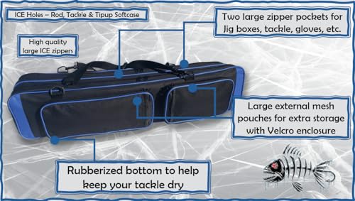 Mermaid Gear Blue Ice Fishing Rod & Reel Tackle Bag - Waterproof Multi-Use Storage