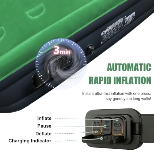 AYAMAYA 16-Inch Queen Camping Air Mattress with Detachable Electric Pump - Portable Double High Inflatable Bed for Camping & Home