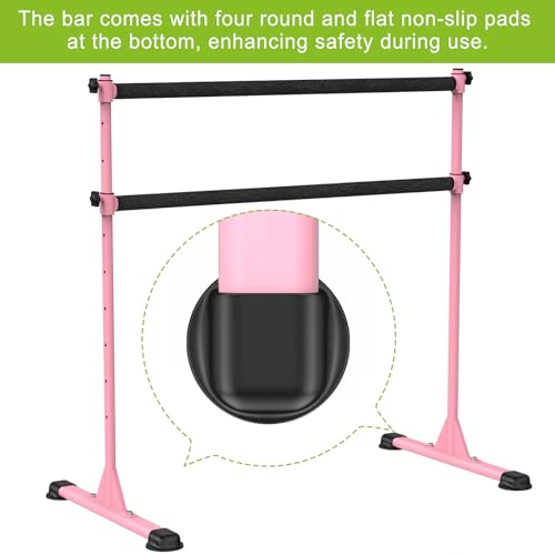 Pink 4ft Steel Freestanding Ballet Bar for Kids & Adults - Adjustable Dance & Yoga Support