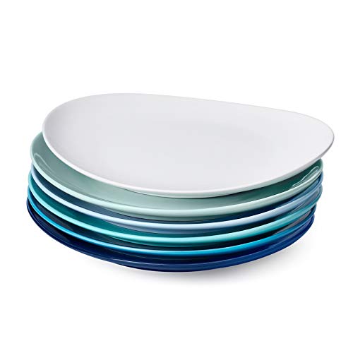 Sweese 11 Inch Porcelain Dinner Plates Set of 6 - Azure Dreamscape, Dishwasher & Oven Safe