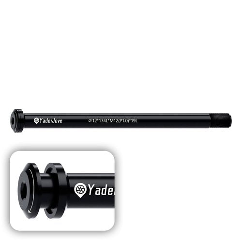 YaderJove Thread Pitch 1.0mm Bicycle Hub Thru Axle Adapter Boost Forks Quick Release (12mm x 174mm Length)