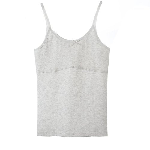 Amuhou Teen Girls Camisole, Original Cotton Lining Undershirts Training Bras (10-12 Years, White,Gray,White,Gray)