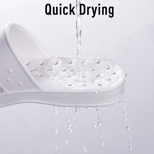 Quick Dry Shower Shoes for Women Men with Arch Support - White, 13-14 Women / 11.5-12.5 Men