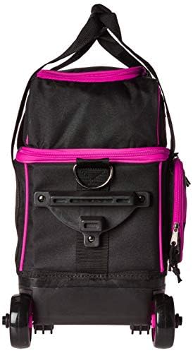 BSI Dash Triple Roller Bowling Bag - Black/Pink/Gray, Padded Ball & Shoe Compartments, Locking Handle