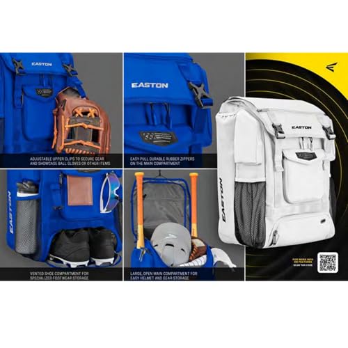 Easton MAV1 Baseball Backpack with Dual Bat Sleeves & Shoe Compartment - Columbia Blue