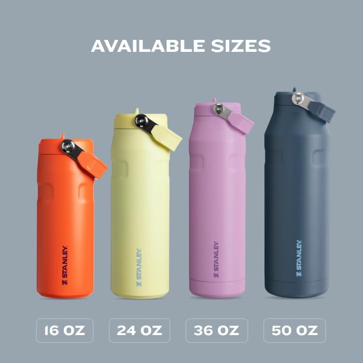 Stanley IceFlow Water Bottle 16 OZ - Insulated Stainless Steel with Built-In Straw | Lightweight & Leak-Resistant | Frost Color