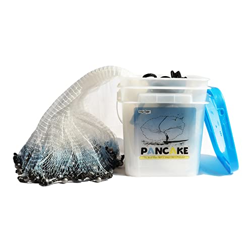 BasicGear Pancake Cast Net 6ft Radius / 1.25lb with 1/4" Mesh - Heavy Duty, Easy Catch